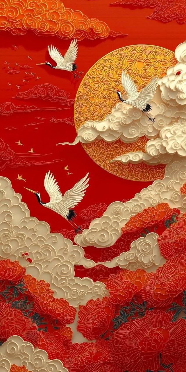 Celestial Cranes wallpaper
