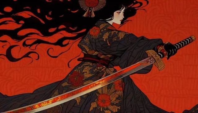 Crimson Onna-bugeisha wallpaper