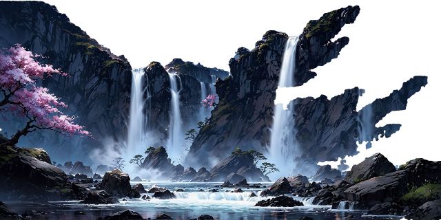 Floating Waterfall Sanctuary wallpaper