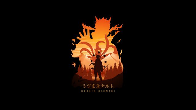 Naruto Uzumaki Black Background Amoled Minimal Art 5k wallpaper