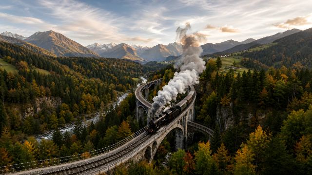 Alpine Steam Train Viaduct wallpaper