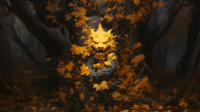 Golden Dragon of the Forest wallpaper