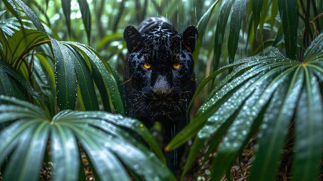 Black Panther in the Rain wallpaper