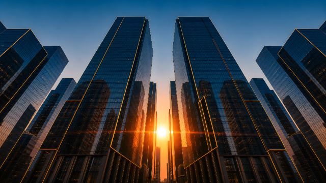 Sunset Between Towers wallpaper