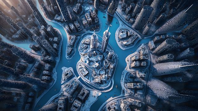 Futuristic Spiral City wallpaper